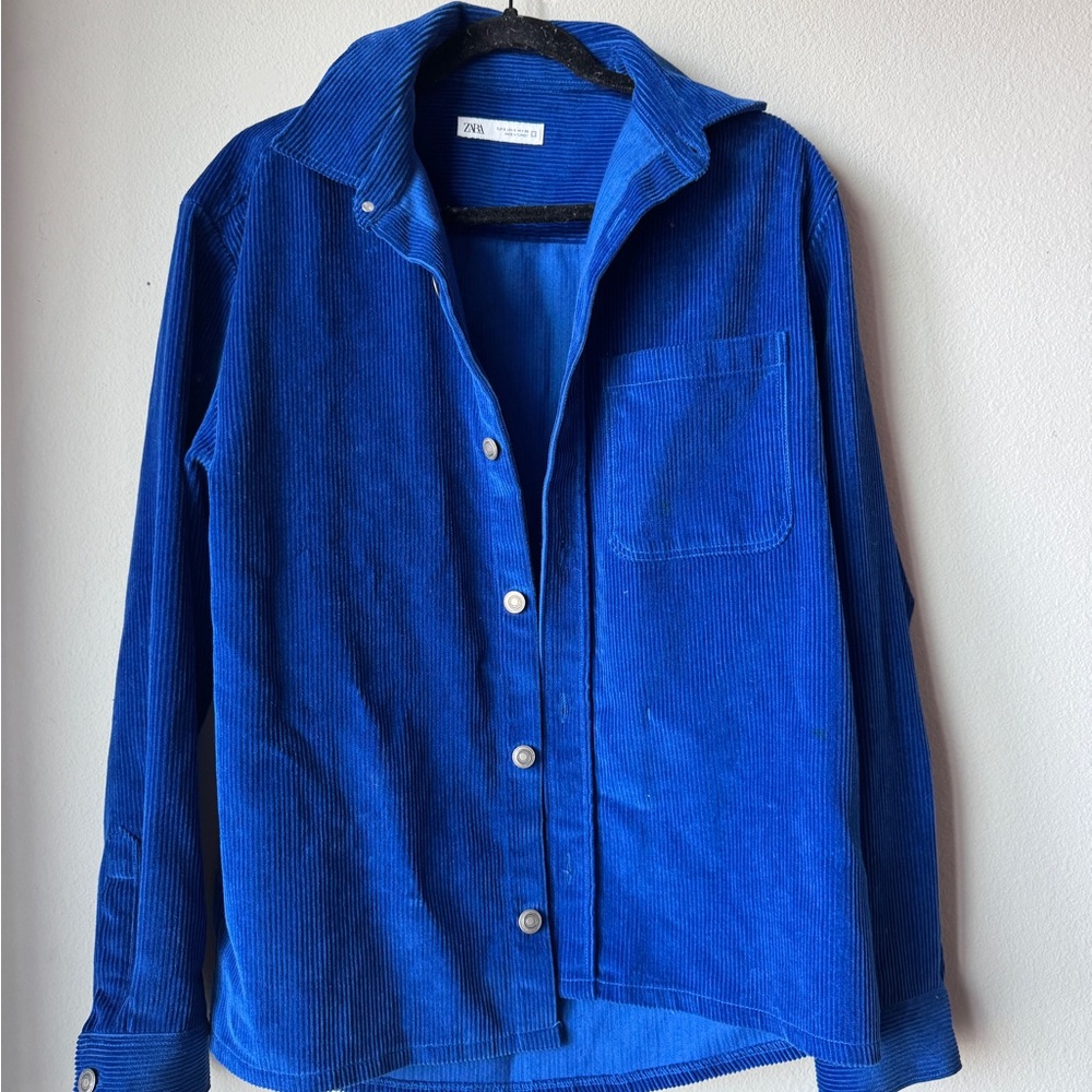 Zara Royal Blue Corduroy Shirt Jacket